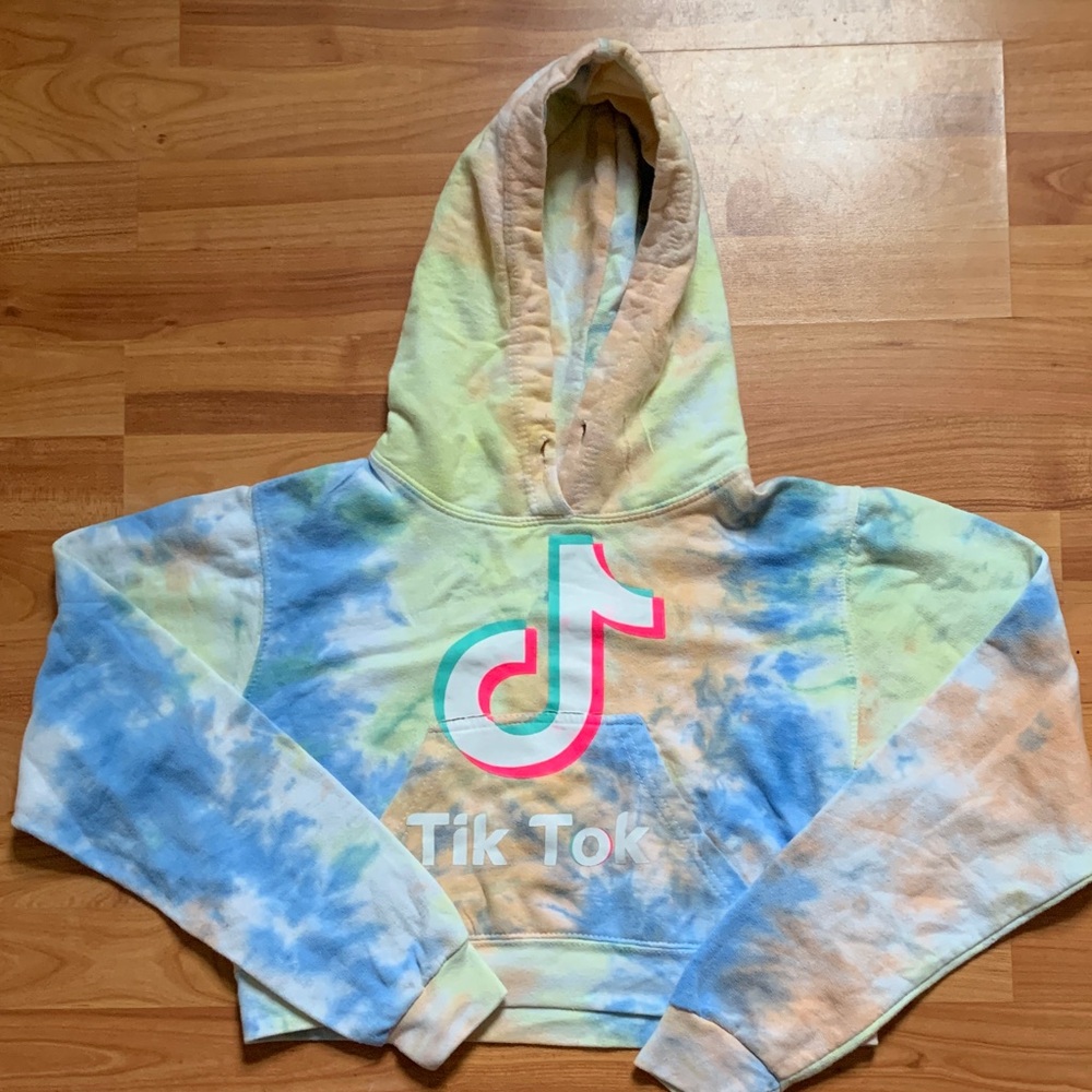 Tie-Dye Kids TikTok Crop Hoodie- Small